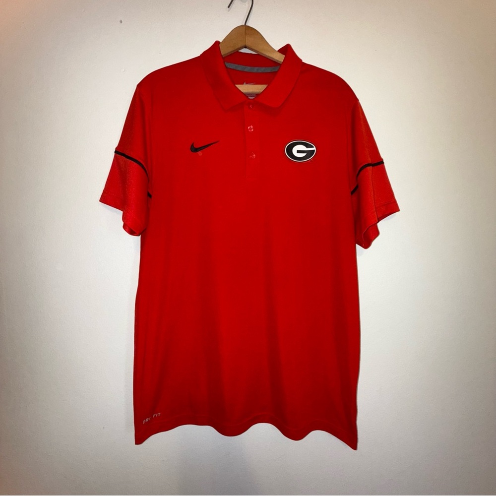 Georgia Bulldogs Nike Dri Fit Red Polo Men's Size Large Short Sleeve Football